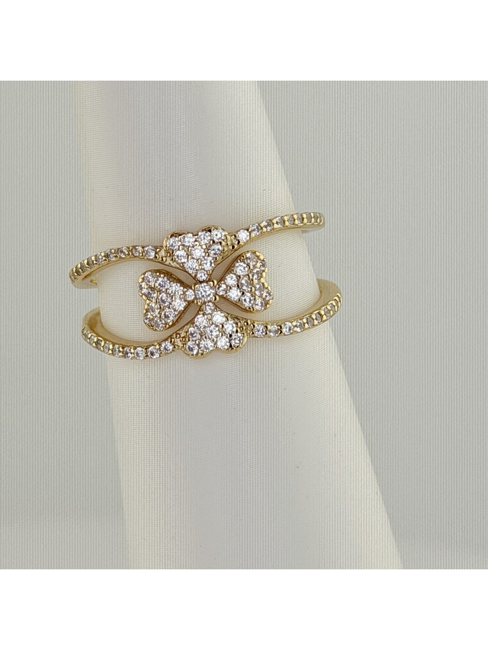 Bomb Party Vermeil Ring Sz 10 "Heirloom Clover” CZ on .925 W/ Gold Hearts